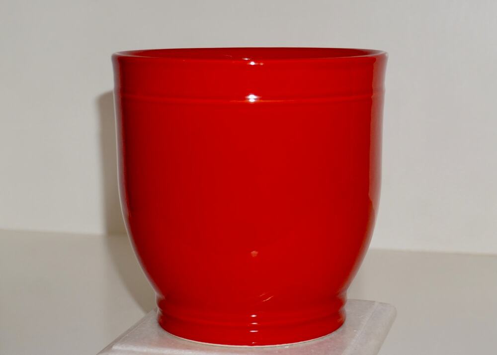 Vintage Smith & Hawken Red Glazed Ceramic Planter Pot, Made in Portugal